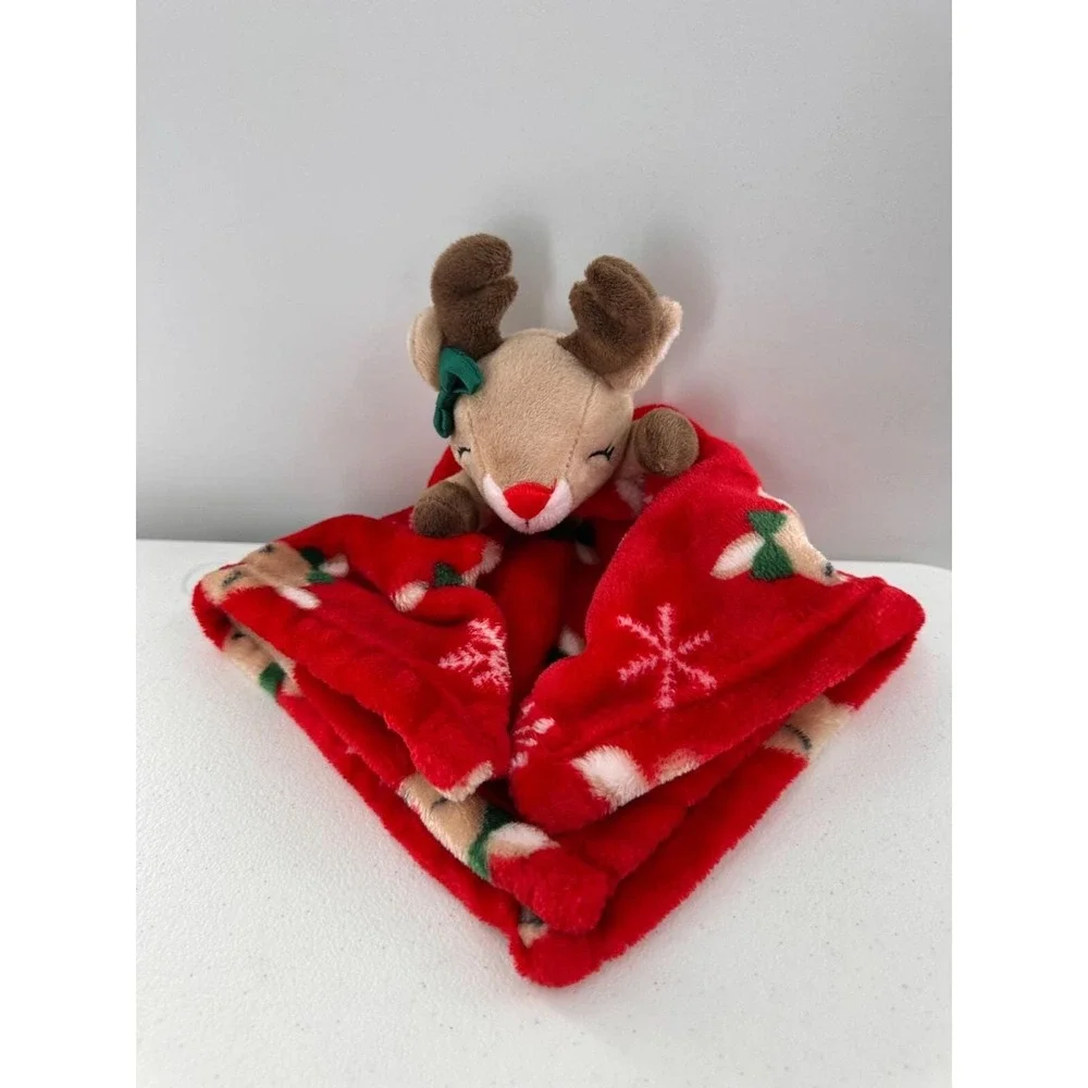 HB‎ Rudolph Red Plush Baby Lovey Security Blanket Reindeer 14